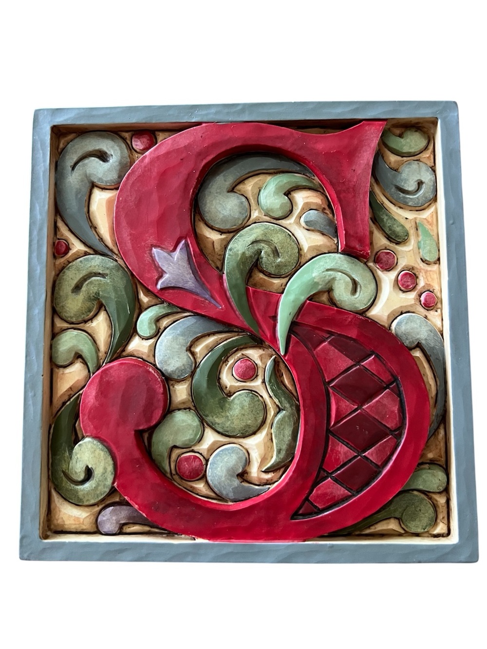 Jim Shore Heartwood Creek Letter S Carved Wooden Plaque